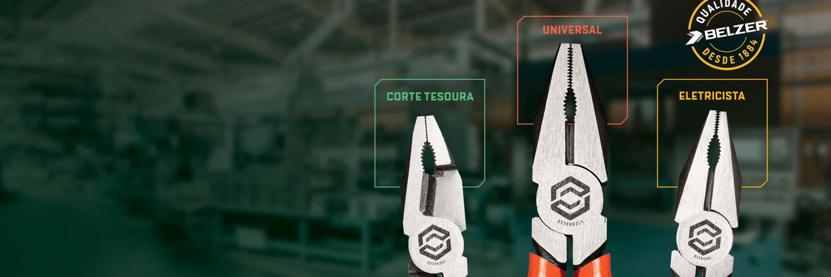 Os três novos alicates lado a lado (alicate corte tesoura, alicate universal e alicate eletricista)