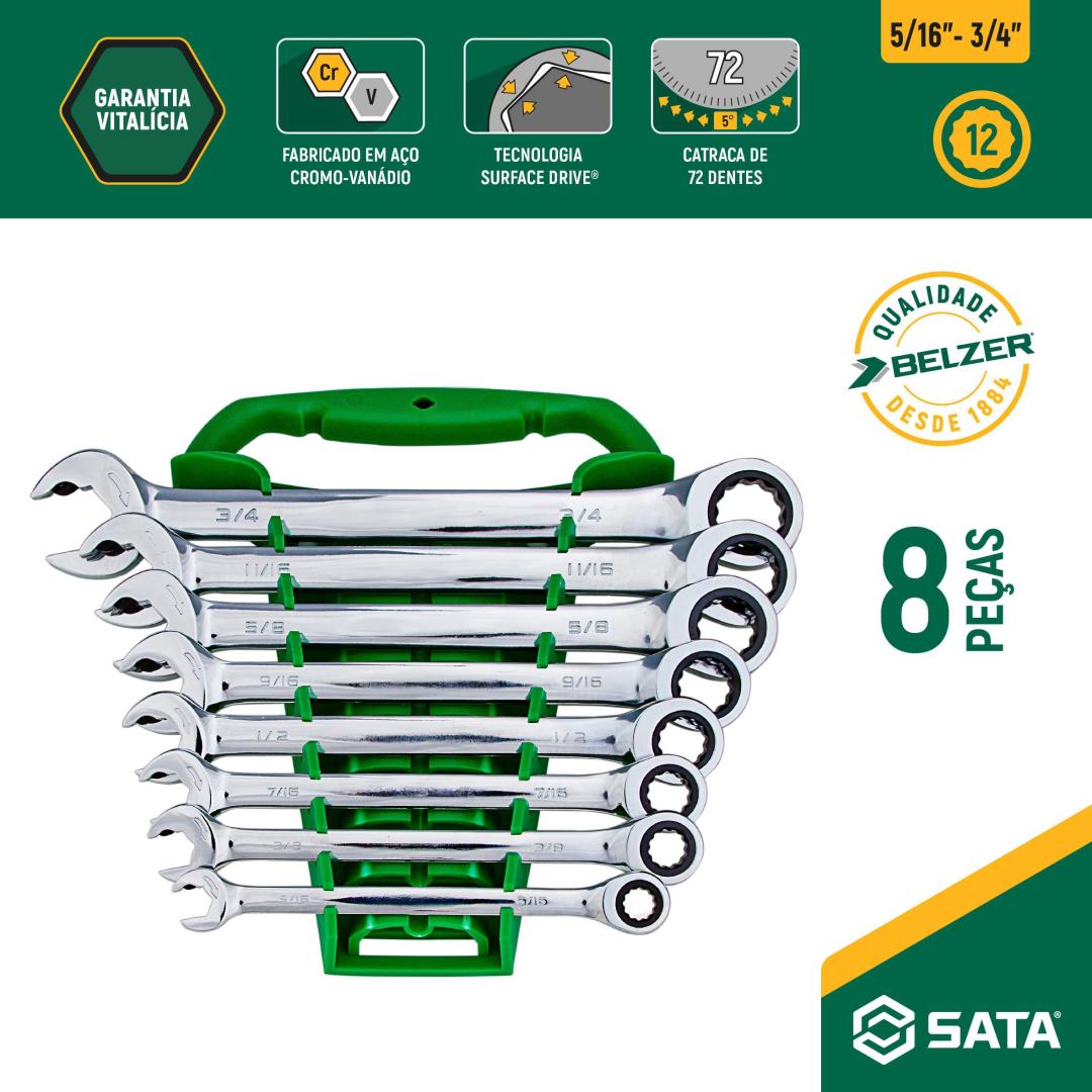 Jogo Chave Combinada Speedy Catraca 5/16 À 3/4