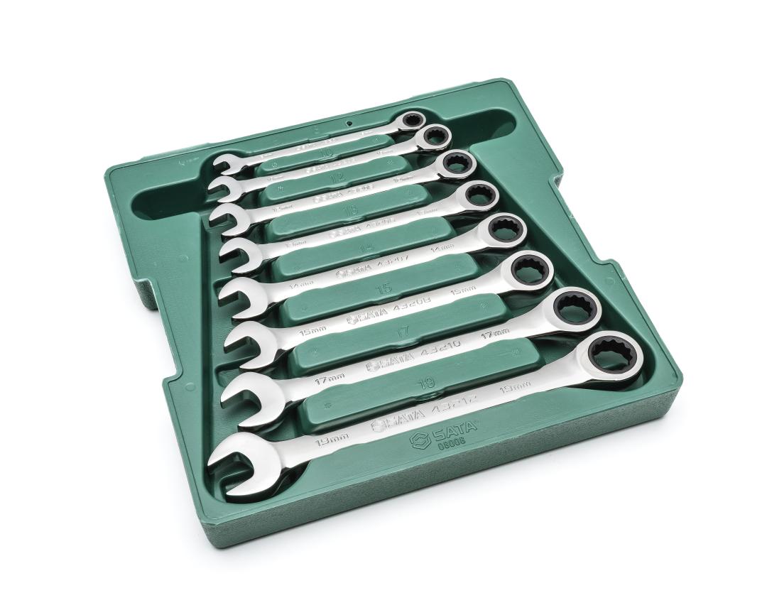 Jogo Chaves Combinada Catraca de 8 a 19mm Com8 Peças - SATA Brasil