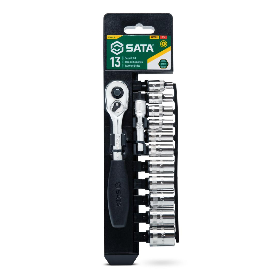 Jogo de Soquetes Sextavado 1/4 polegadas 13 peças SATA - ST09521G