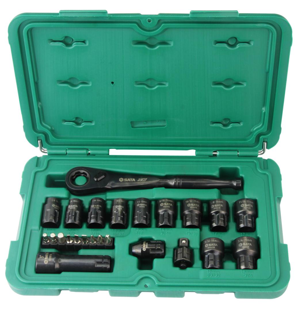 Jogo de Soquetes Pass-Thru X6 SATA 24 peças – ST09060G - SATA Brasil