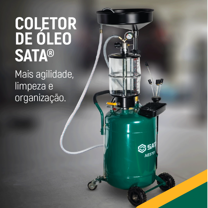 Capa para Catálogo com imagem do Coletor de Óleo com texto "Mais agilidade, limpeza e organização"