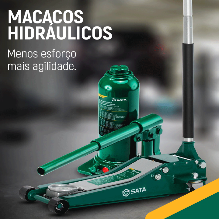 Capa para Catálogo com imagem dos Macacos Hidráulicos e o texto "Menos esforço mais agilidade"