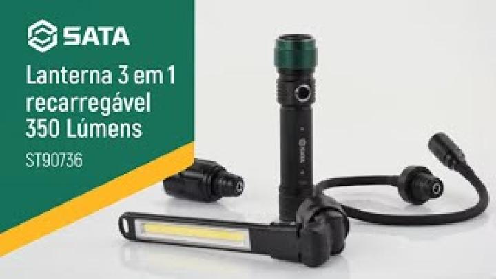 Lanterna 3 em 1 recarregável 350LM SATA