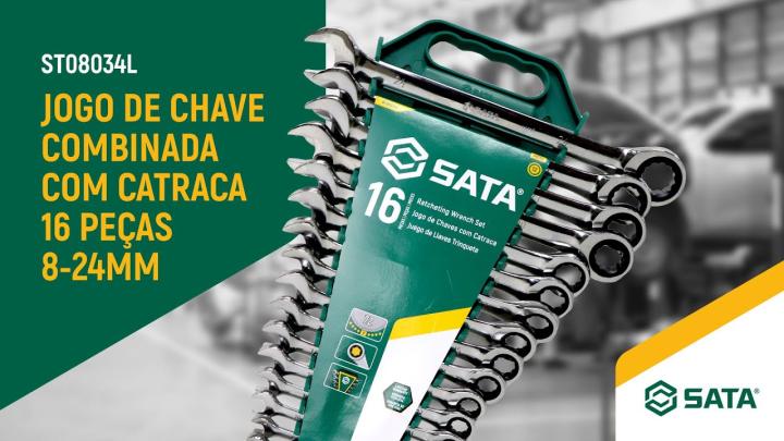Jogo De Chave Combinada Catraca de 8-24mm com 16 peças SATA - ST08034L