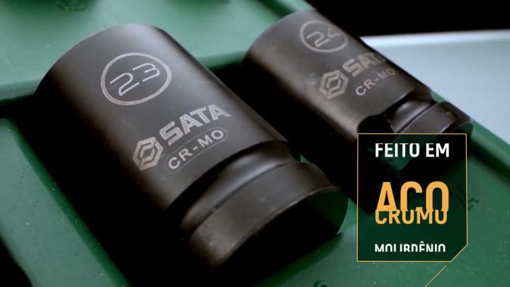 JOGO DE SOQUETES DE IMPACTO PAREDE FINA THINWALL DE 10-24MM COM 14 PEÇAS SATA - ST34397T