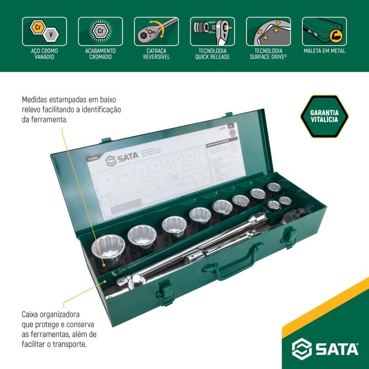 Jogo de Soquete 3/4“ 14 peças SATA - ST109201S - SATA Brasil