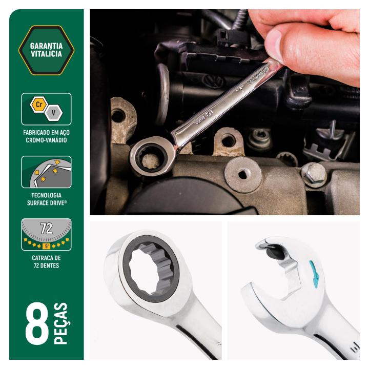 Jogo Chave Combinada Speedy Catraca 8 À 19mm 6 Peças - SATA Brasil