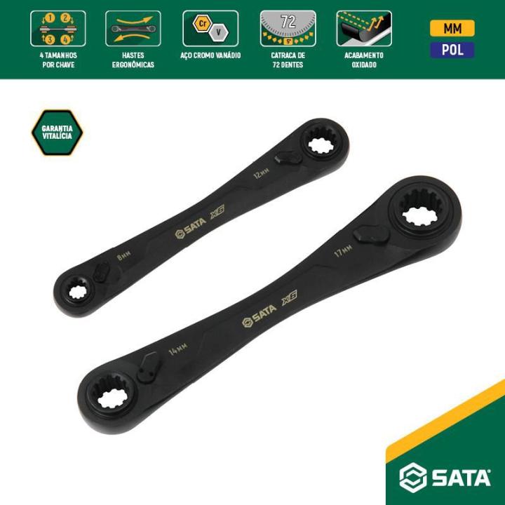 Jogo de Chaves com Catraca Quadbox x 6 2 Peças - SATA Brasil
