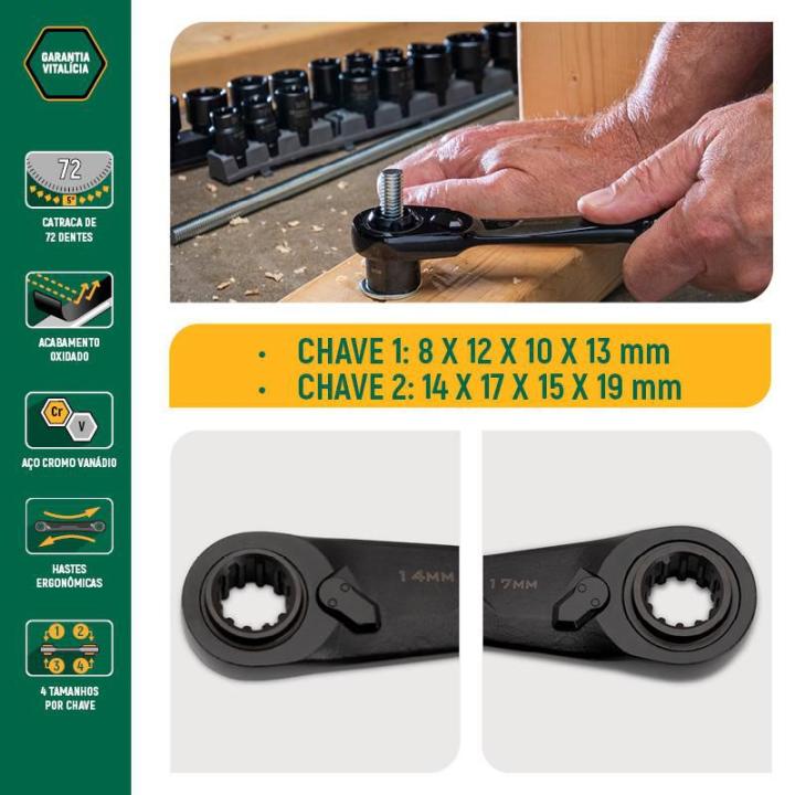 Jogo de Chaves com Catraca Quadbox x 6 2 Peças - SATA Brasil