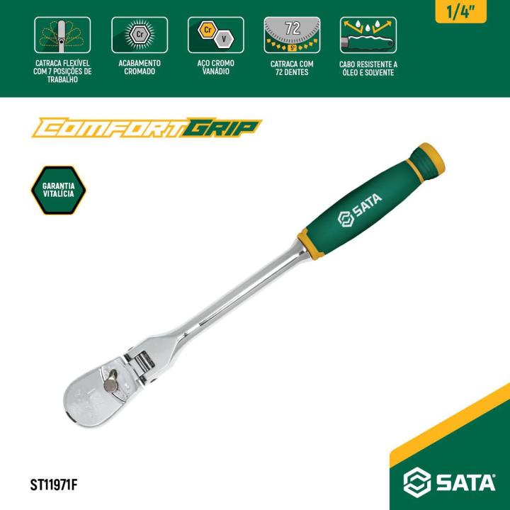 Catraca Flexível com Cabo 1/4 pol 72 dentes SATA – ST11971F - SATA