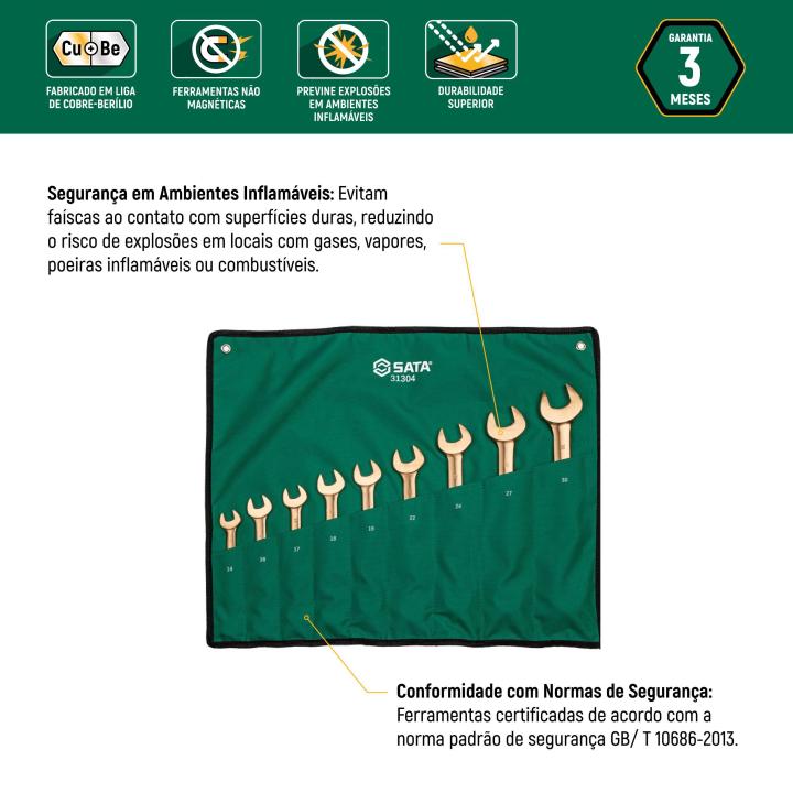 Jogo de Chaves Combinada Antifaíscante 9 Peças - SATA Brasil