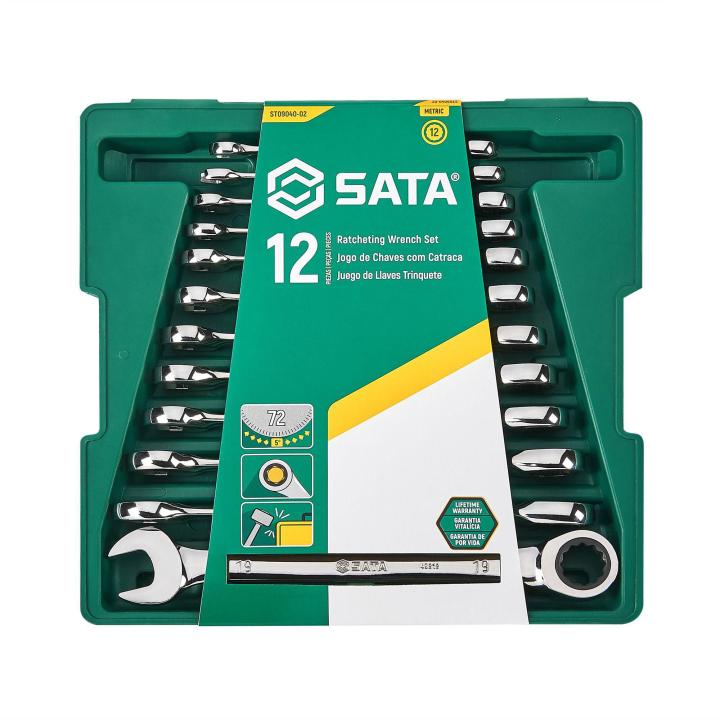 Jogo de Chave Combinada Catraca de 8 - 19mm com 12 Peças - SATA Brasil