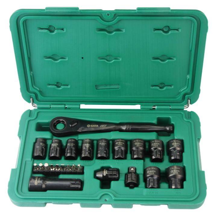 Jogo de Soquetes Pass-Thru X6 SATA 24 peças – ST09060G - SATA Brasil