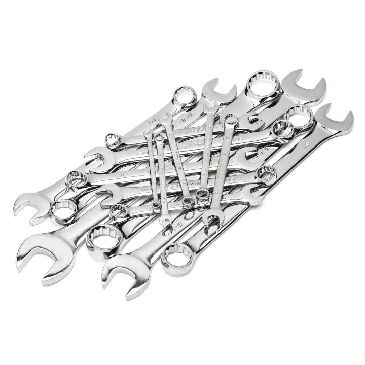 Image of 16 Pc. 12 Point SAE Full Polish Combination Wrench Set OLD - SATA