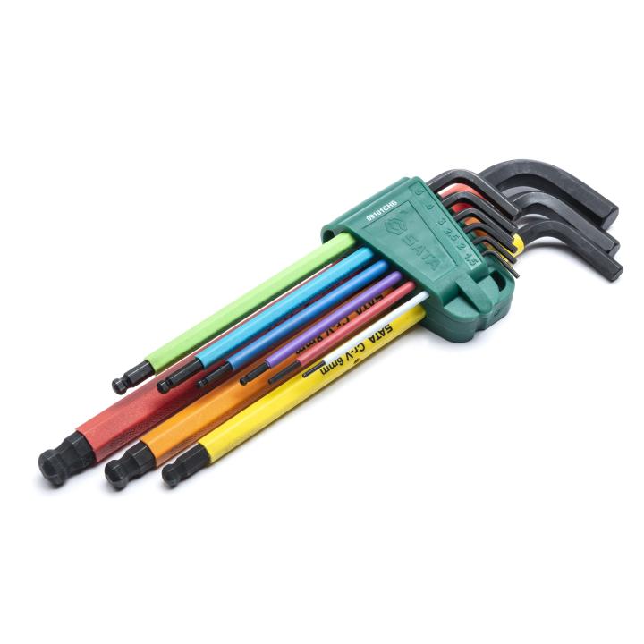 Jogo Chave Hexagonal Longa Color Abaulada 9 Peças - SATA Brasil