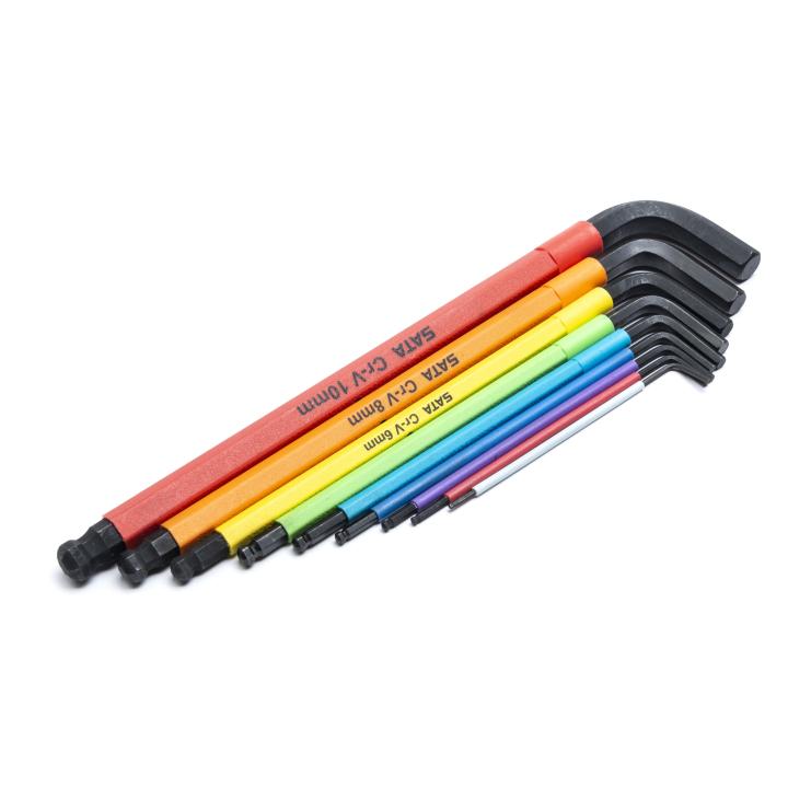 Jogo Chave Hexagonal Longa Color Abaulada 9 Peças - SATA Brasil