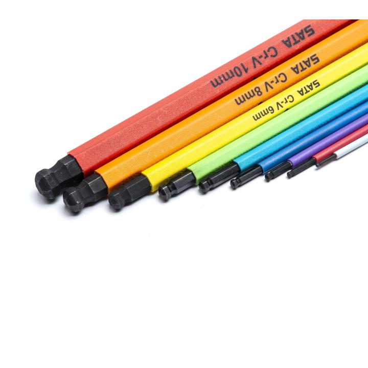 Jogo Chave Hexagonal Longa Color Abaulada 9 Peças - SATA Brasil