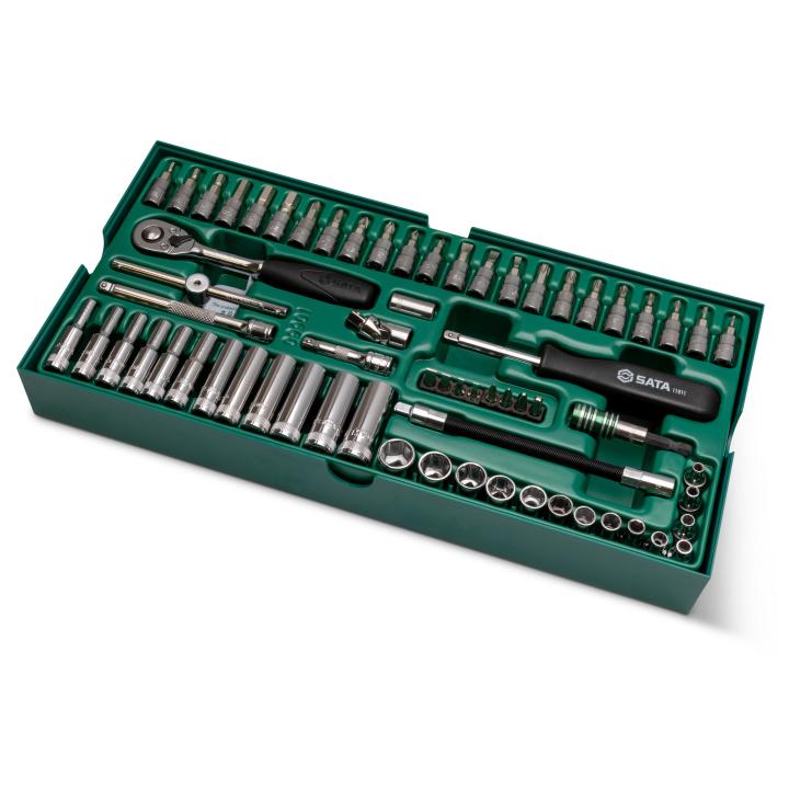 Image of 66 Pc. 1/4" Drive 6 Point Metric Socket Tray Set - SATA