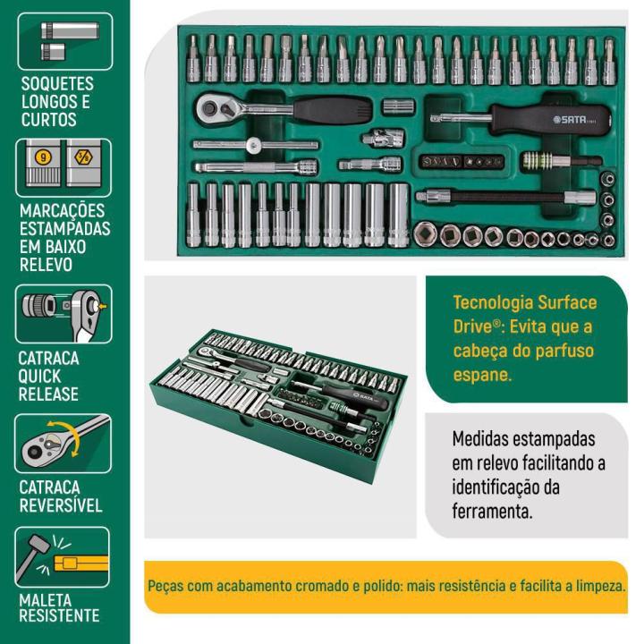 Image of 66 Pc. 1/4" Drive 6 Point Metric Socket Tray Set - SATA
