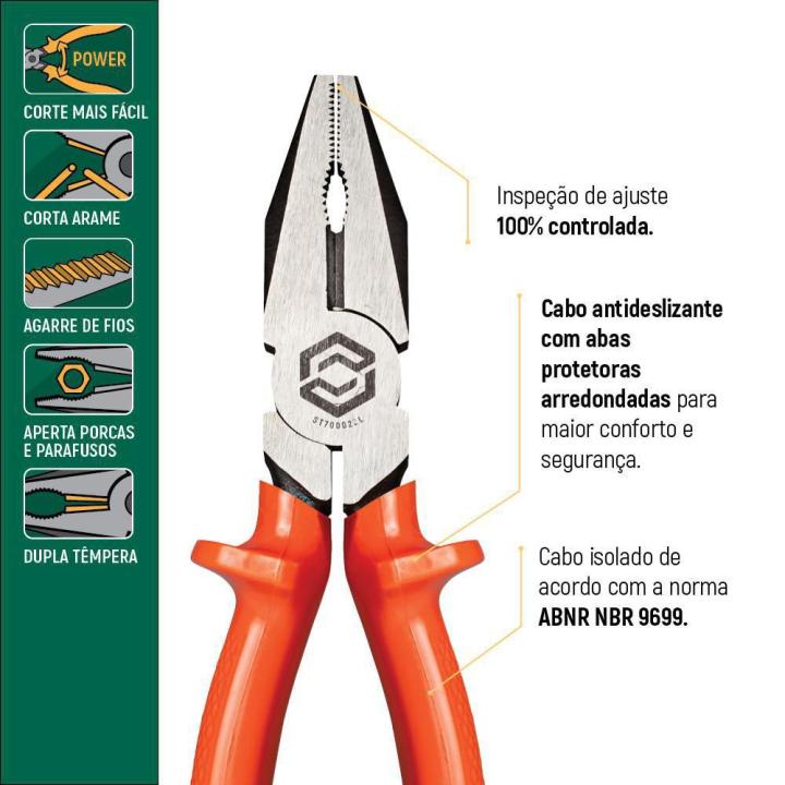 Alicate Universal Profissional Isolado de 8