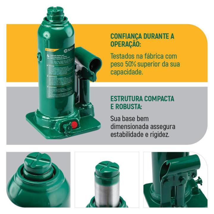 Macaco Hidráulico Garrafa 4Ton - ST97802ASC - SATA Brasil