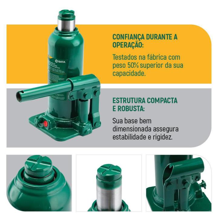 Macaco Hidráulico Garrafa 6Ton - ST97803ASC - SATA Brasil