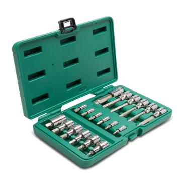 Image of 18 Pc. 1/4" and 1/2" Drive Metric Hex Bit Socket Set - SATA